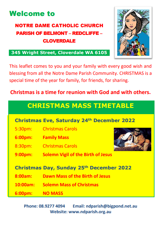 Christmas Timetable